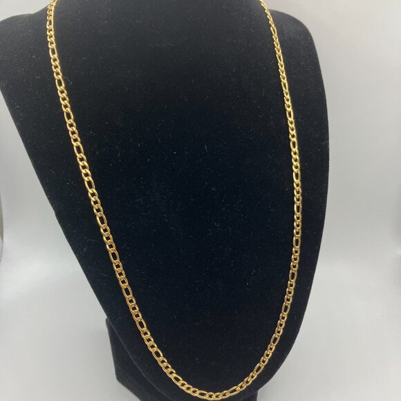 Real 18k Gold Plated 20 in Stainless Steel Figaro Chain Brand NEW Various Length - Picture 9 of 10